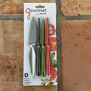 NEW Starfrit Set of 4 Paring Knives in Multicolored